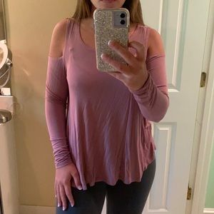 Garage Open Shoulder Magenta Top